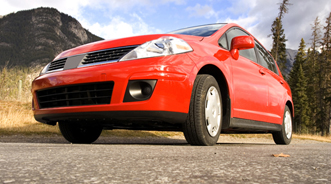 red-car-on-road